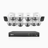 H800 - 4K 16 Kanal PoE Überwachungskamera-Set mit 2 Bullet Kameras & 10 Dome (IK10) Kameras, Vandalensichere, Farbe & IR Nachtsicht, Personen- und Fahrzeugerkennung, Eingebautes Mikrofon, 96° Sichtfeld, Unterstützt RTSP